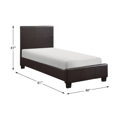 Lorenzi Faux Leather Twin Bed in Dark Brown