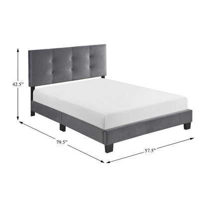 Newberry Velvet Full Platform Bed in Dark Gray