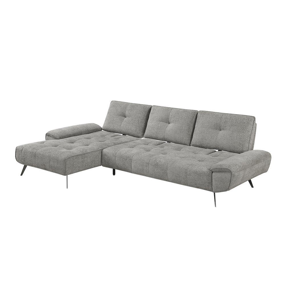 Dominic Chenille 2-Piece Sectional with Left Chaise in Dove Gray