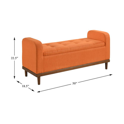 Brigitte Textured Lift Top Storage Bench in Orange