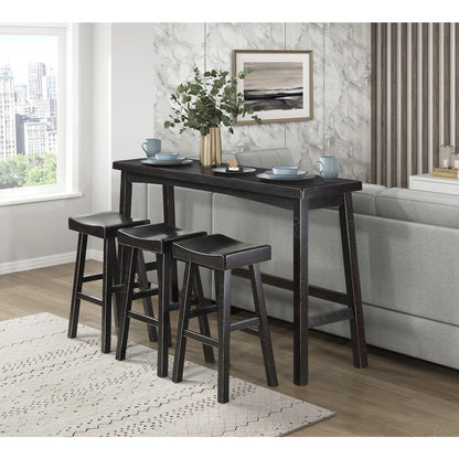 Caspian Solid Wood Pub Height Set (set of 4) in Black Finish