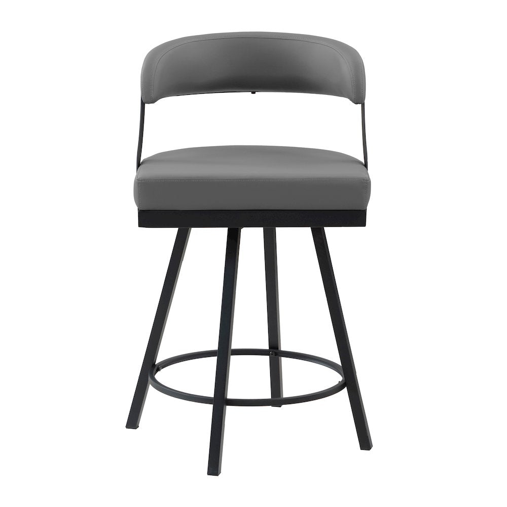 Crowley Faux leather Swivel Counter Height Chair in Gray