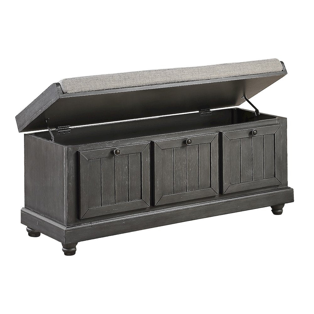 Woodwell Asian Hardwood Storage Bench in Gray