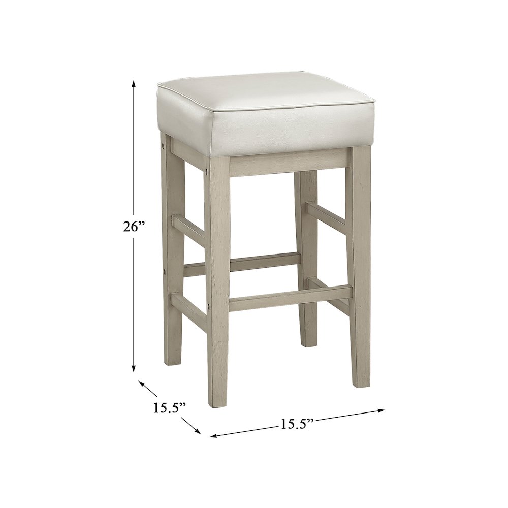 Pittsville Solid Wood 24" Height Square Stool, Set of 2 in White