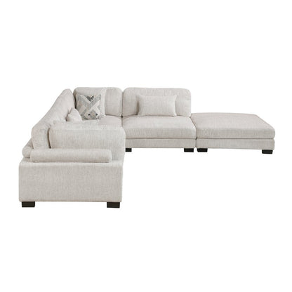 Corydon Microfiber 5-Piece Modular Sectional with Ottoman in Beige