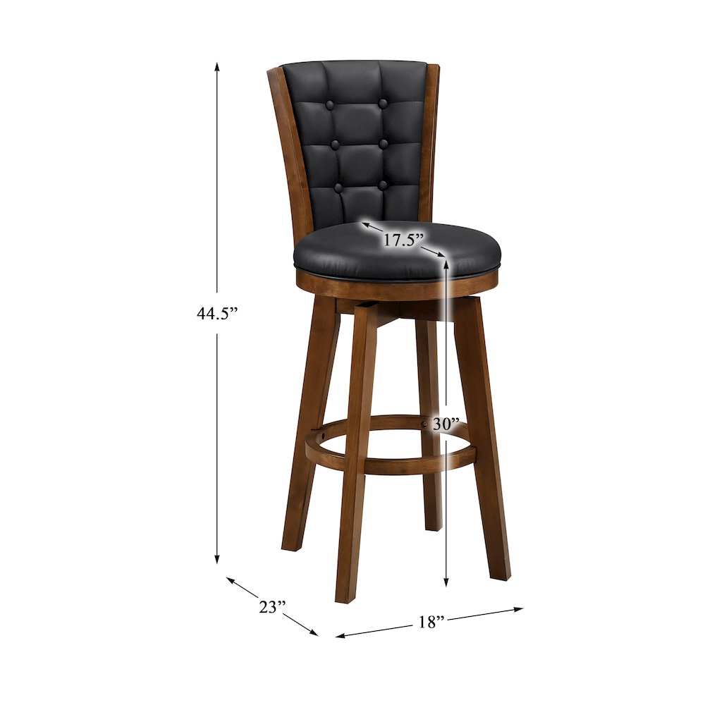 Medford Faux leather Pub Height Swivel Stool, set of 2 in Black