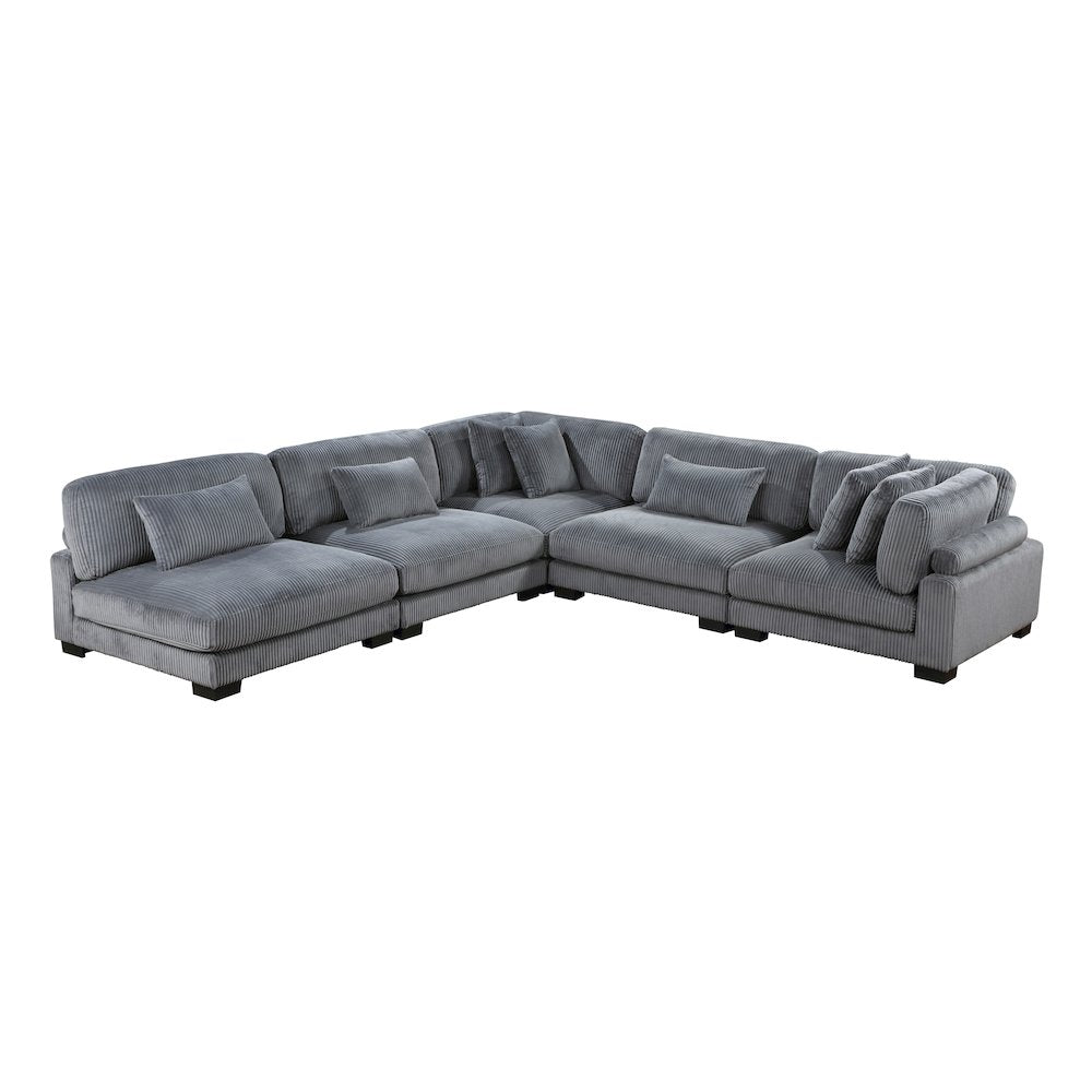 Traverse Corduroy 5-Piece Modular Sectional in Gray