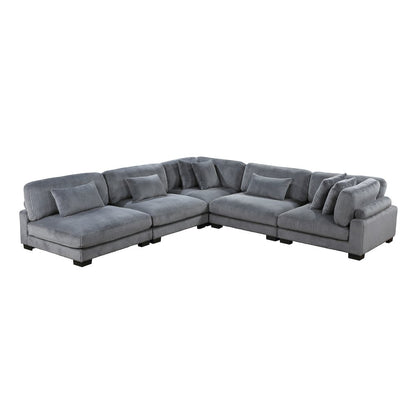 Traverse Corduroy 5-Piece Modular Sectional in Gray