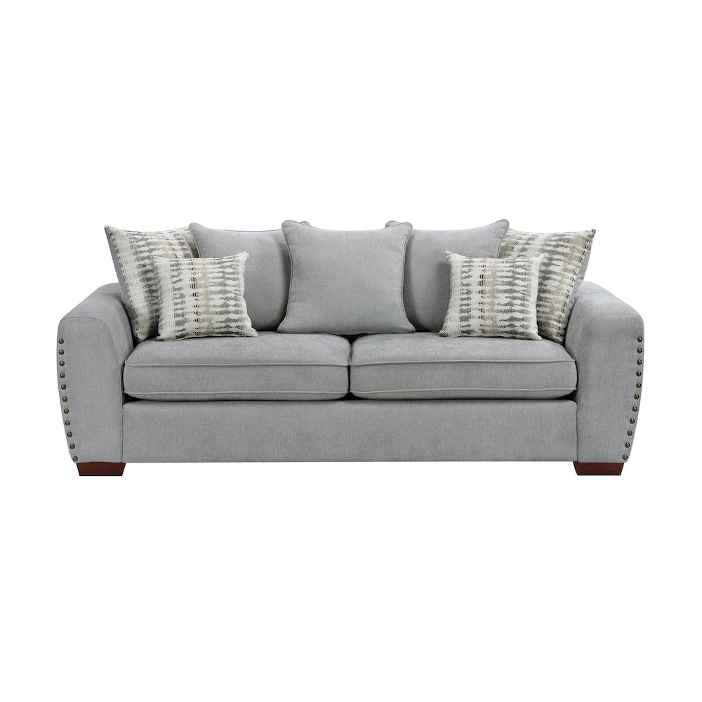 Hume Chenille 2pc Set: Sofa, Loveseat in Gray
