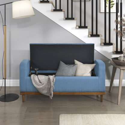 Brigitte Textured Lift Top Storage Bench in Blue