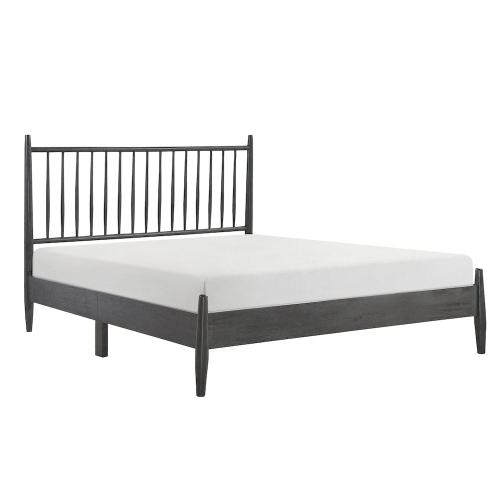 Brickell Rubberwood Queen Platform Bed in Gray