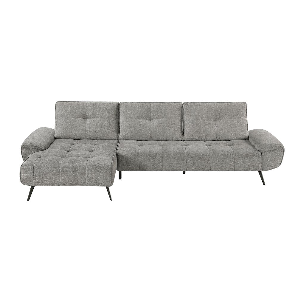 Dominic Chenille 2-Piece Sectional with Left Chaise in Dove Gray