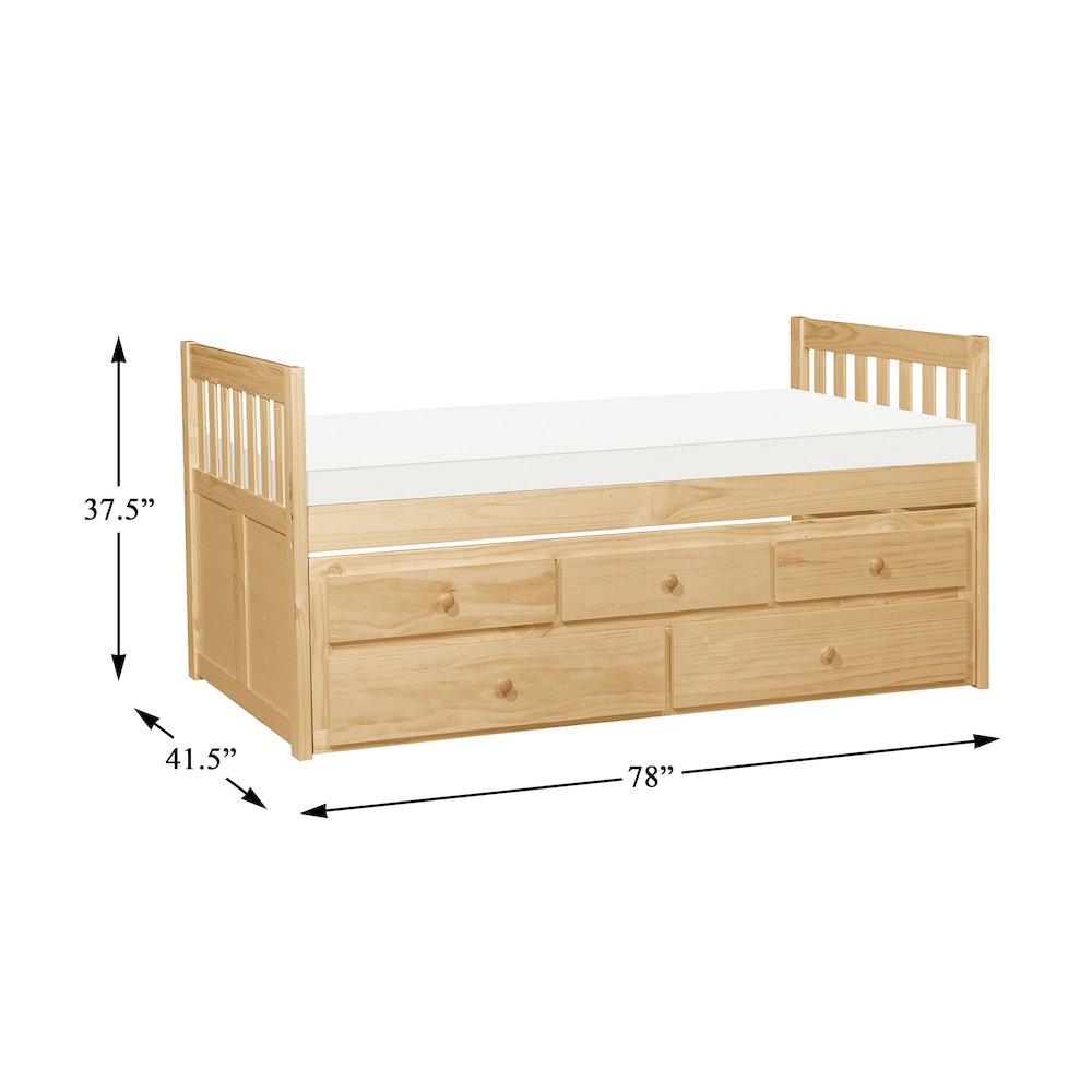 Bartly Pine Twin Over Twin Trundle Bed in Natural Pine