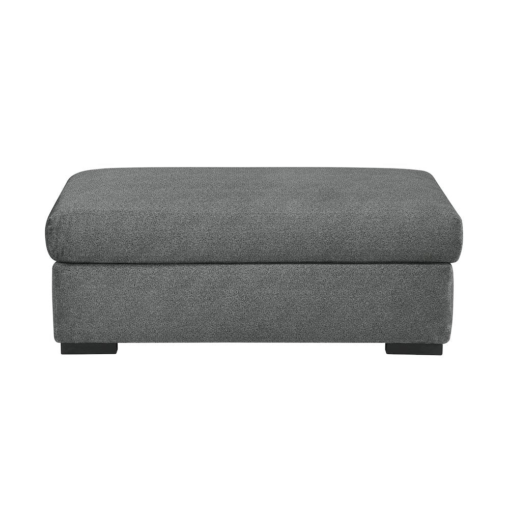 Athena Textured Ottoman in Dark Gray