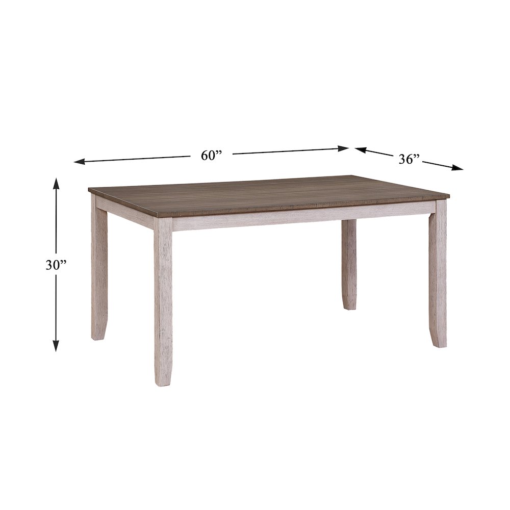 Ithaca Wood Veneer Dining Room Table in Grayish White and Brown Finish