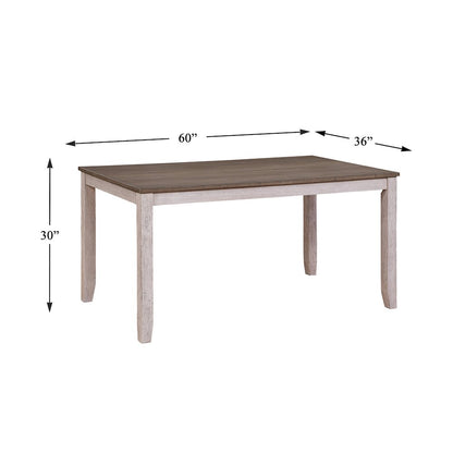 Ithaca Wood Veneer Dining Room Table in Grayish White and Brown Finish