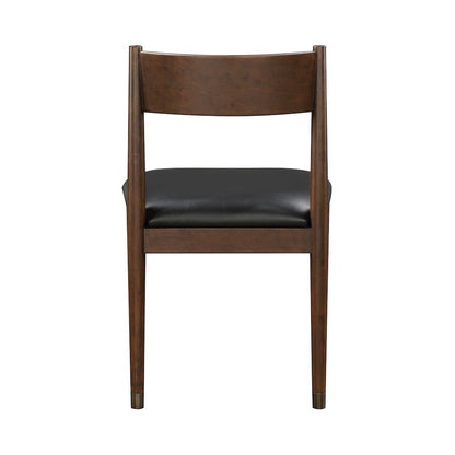 Clive Leather Dining Side Chair, Set of 2 in Black