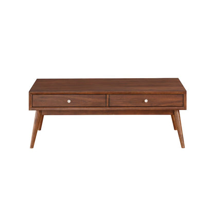 Frolic Rubberwood Cocktail Table with Two Functional Drawers in Brown
