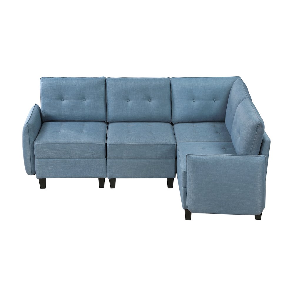Garren Textured 4-Piece Sectional with Storage in Blue