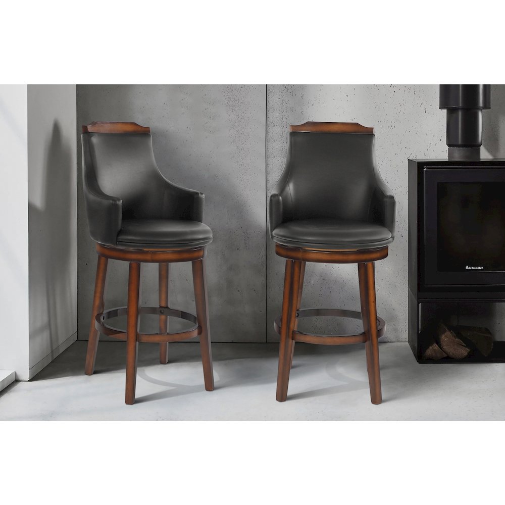 Bayshore Wood Pub Height Swivel Dining Chair, set of 2 in Brown
