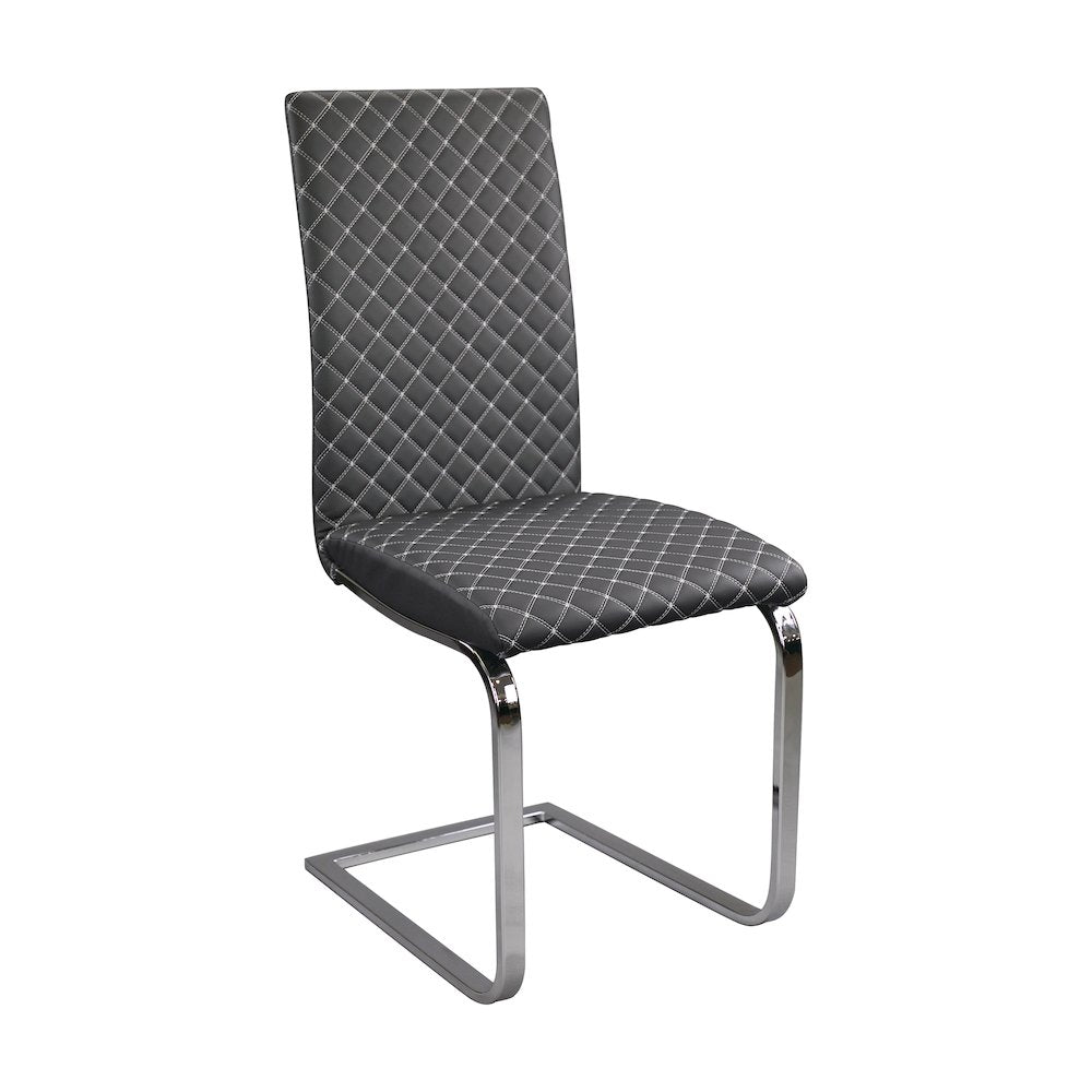 Yannis Faux leather Dining Room Side Chair, set of 2 in Gray