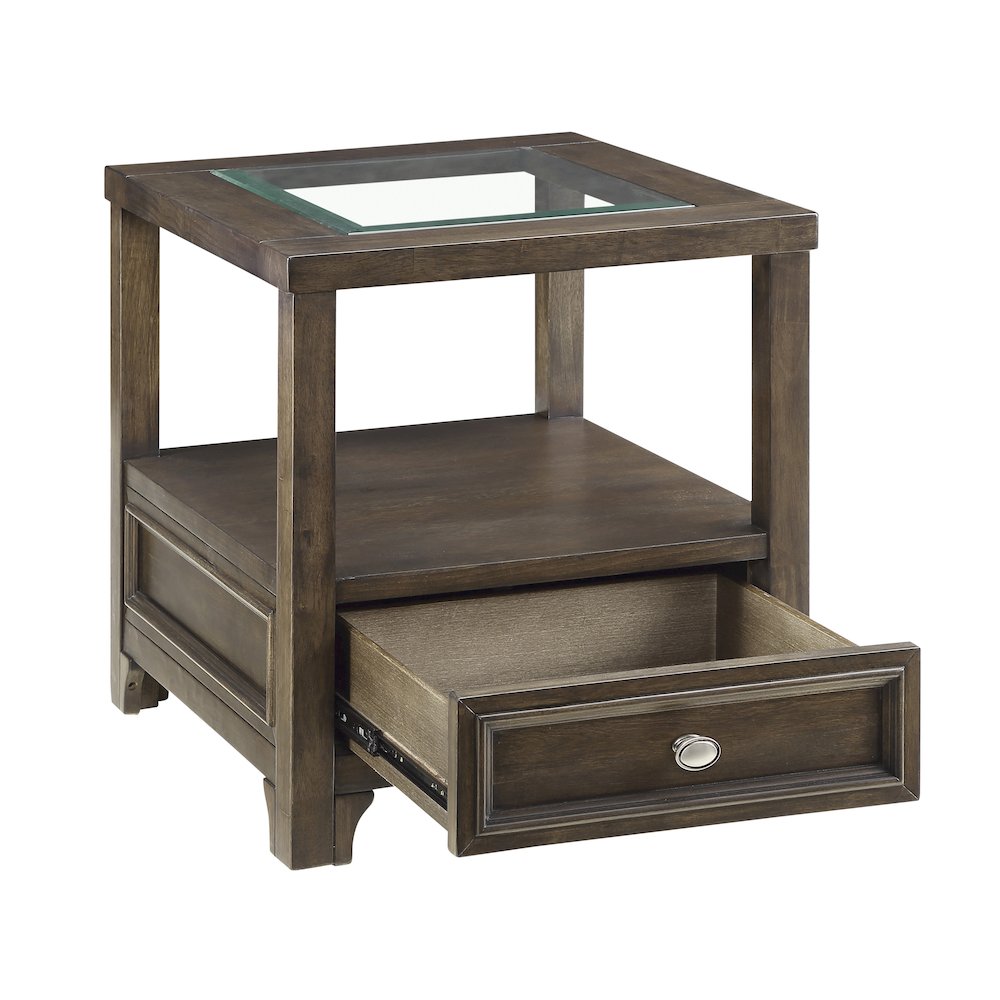 Auburn Asian Hardwood End Table in Charcoal Brown
