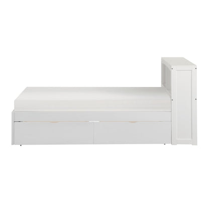 Galen Pine Twin Bookcase Bed with Storage Boxes in White