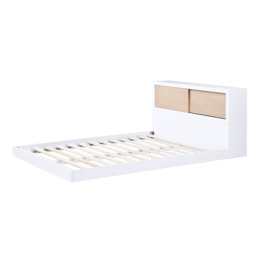 Asker Asian Hardwood Full Bookcase Bed in 2-Tone (White and Natural)