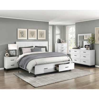 Garretson Acacia CK Pltfm Bed in 2-Tone Finish (White and Metallic Gray)