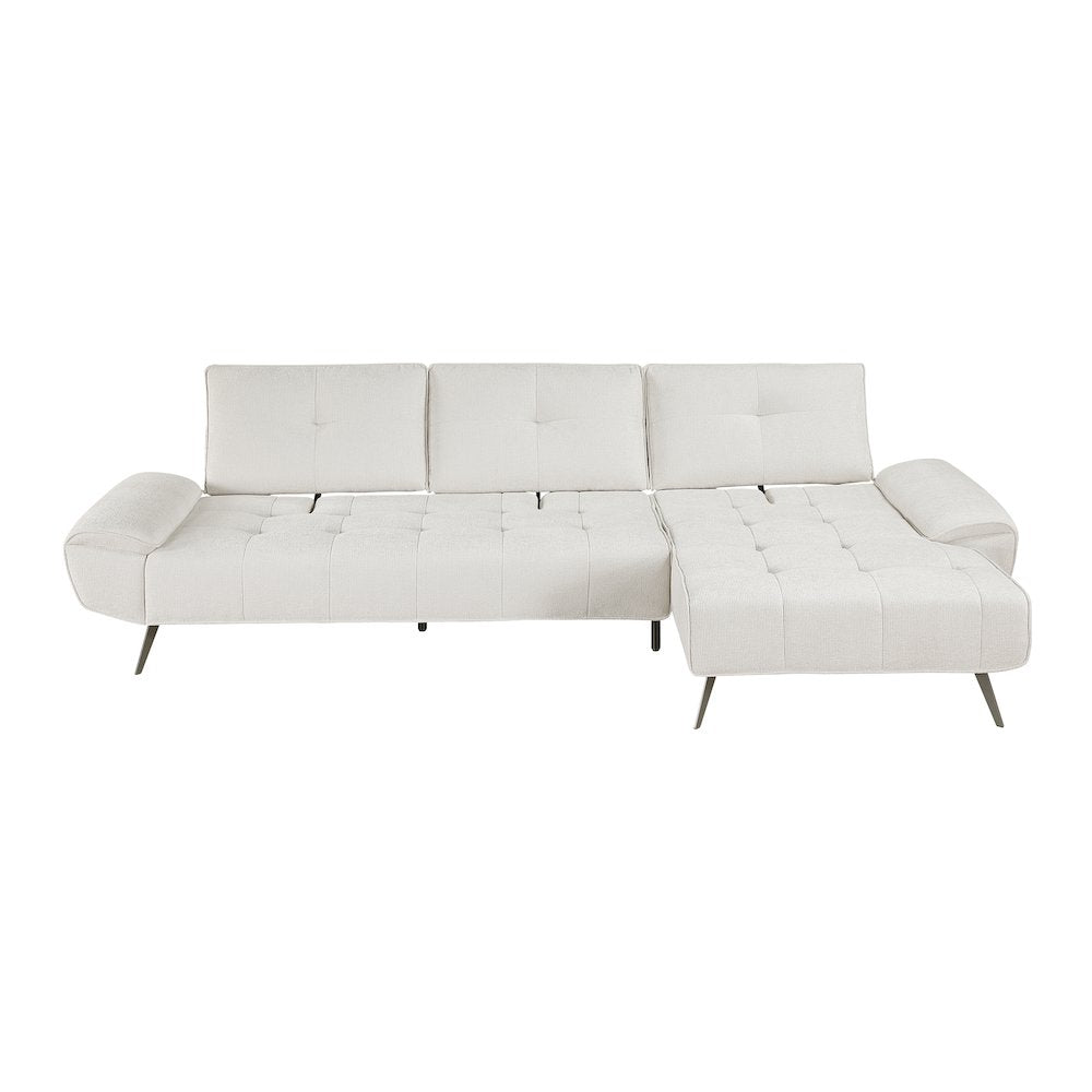 Dominic Chenille 2-Piece Sectional with Right Chaise in Beige