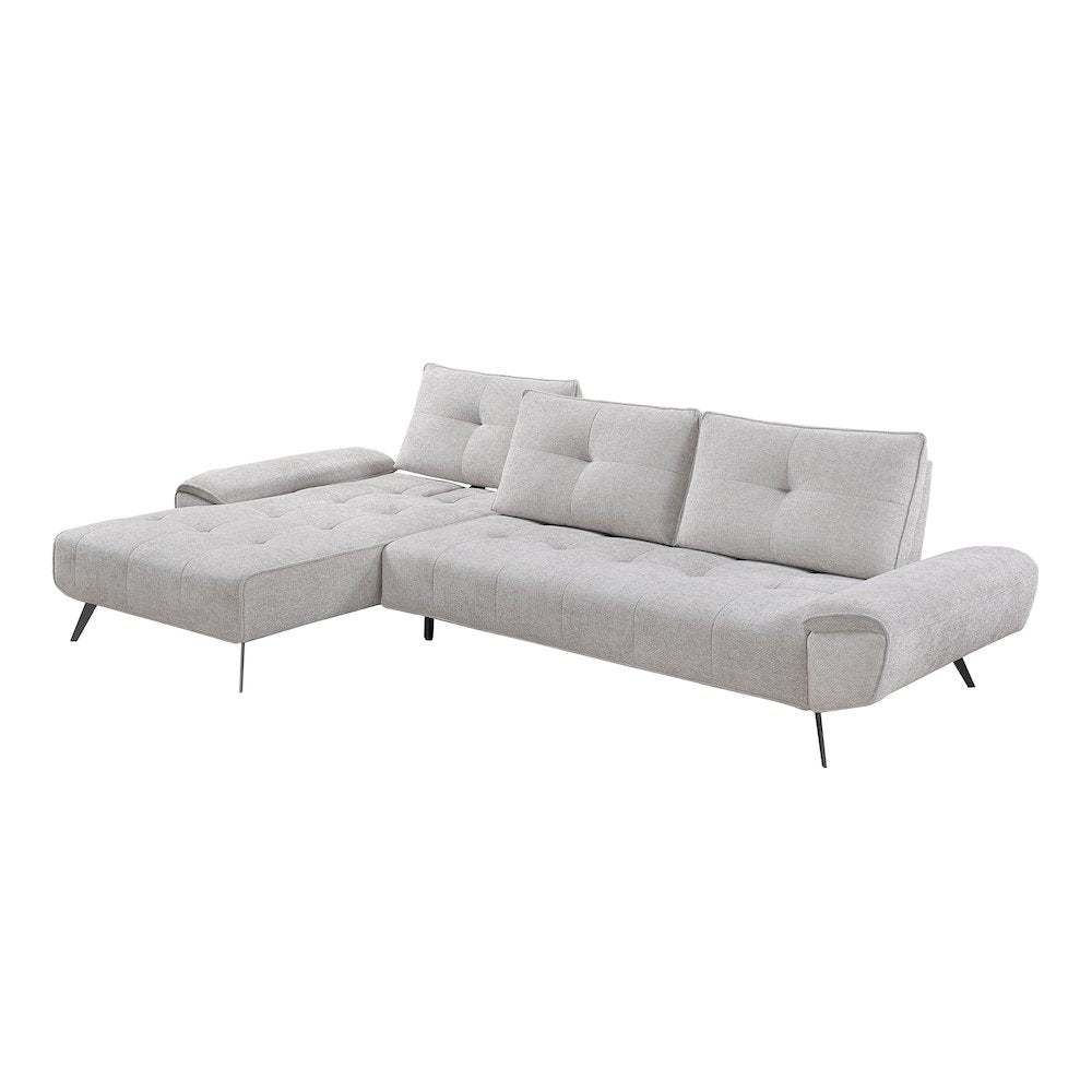 Dominic Chenille 2-Piece Sectional with Left Chaise in Light Gray