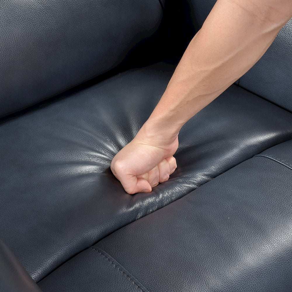 Thomas Leather Swivel Glider Reclining Chair in Dark Blue