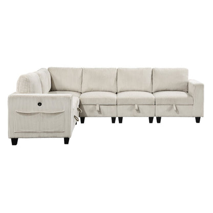 Walterboro Corduroy 6-Piece Sectional with Storage in Beige