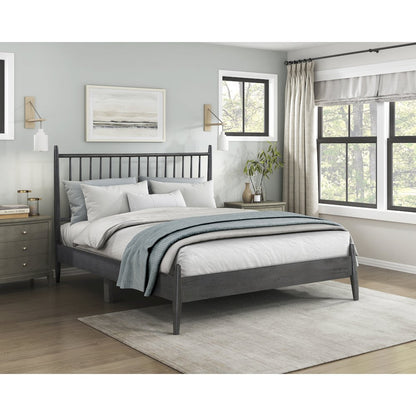 Brickell Rubberwood Queen Platform Bed in Gray