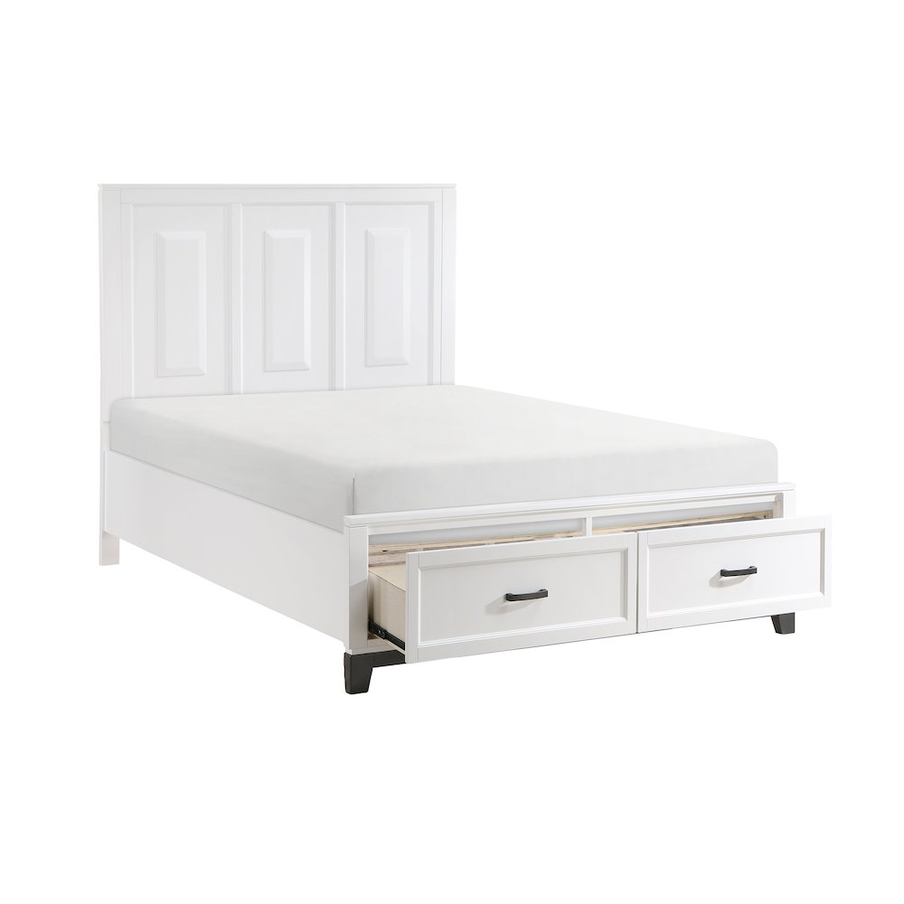 Garretson Acacia QN Pltfm Bed in 2-Tone Finish (White n Metallic Gray)