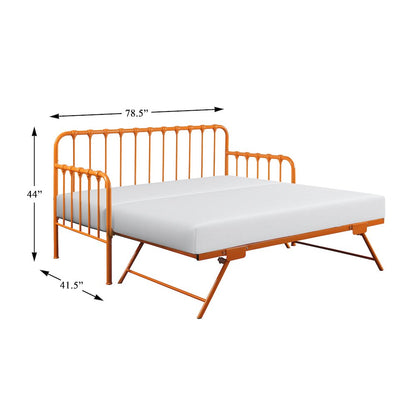 Constance Metal Daybed with Trundle in Orange Finish
