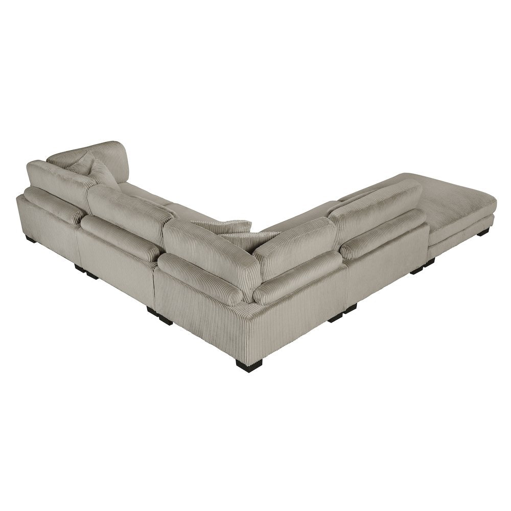 Traverse Corduroy 5-Piece Modular Sectional with Ottoman in Taupe