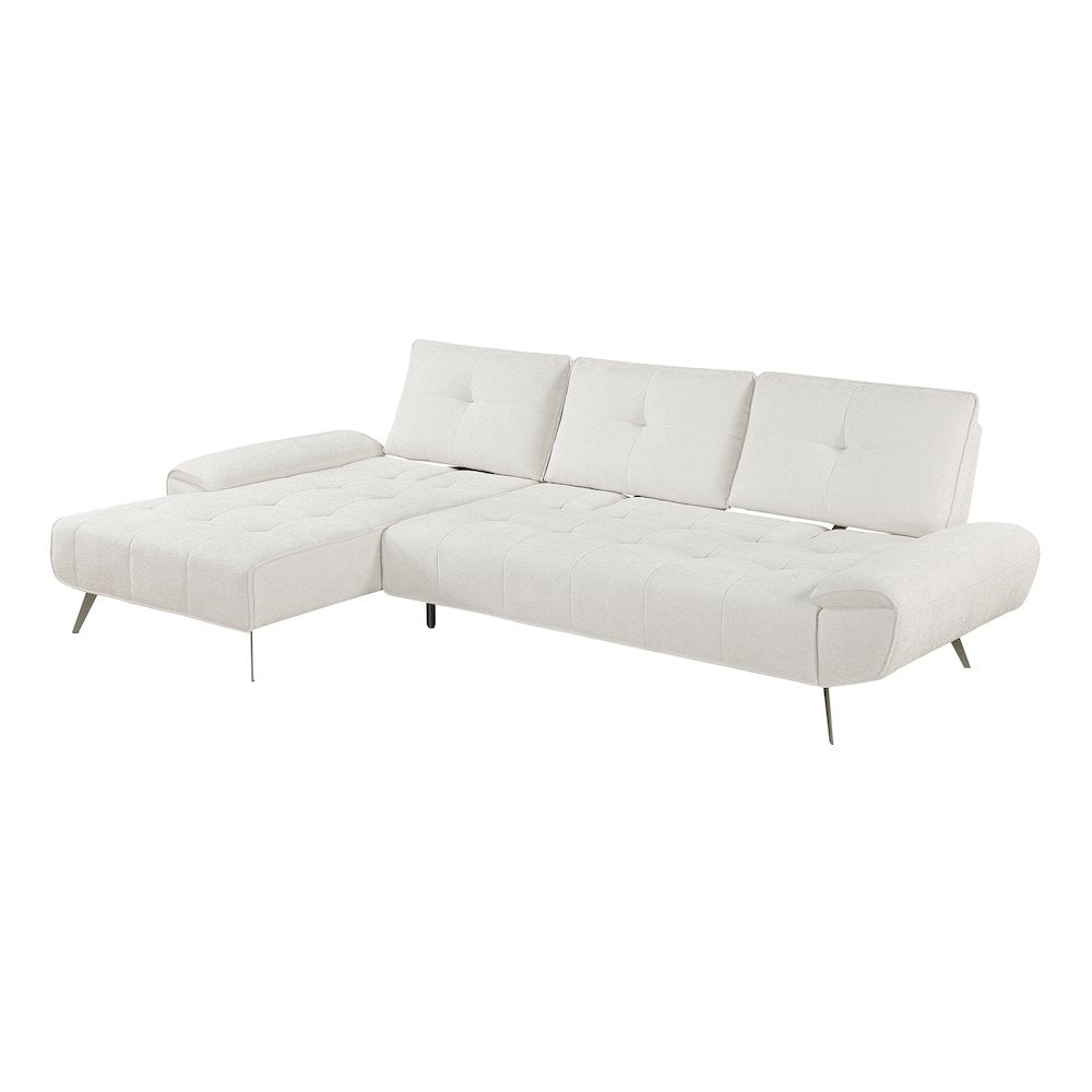Dominic Chenille 2-Piece Sectional with Left Chaise in Beige