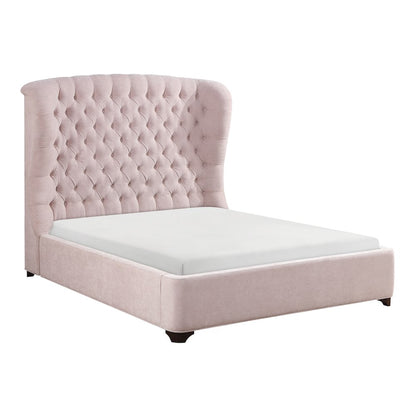 Cameo Chenille California King Upholstery Bed in Pink