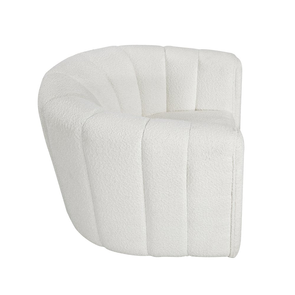 Essex Boucle Swivel Chair with Ottoman in White
