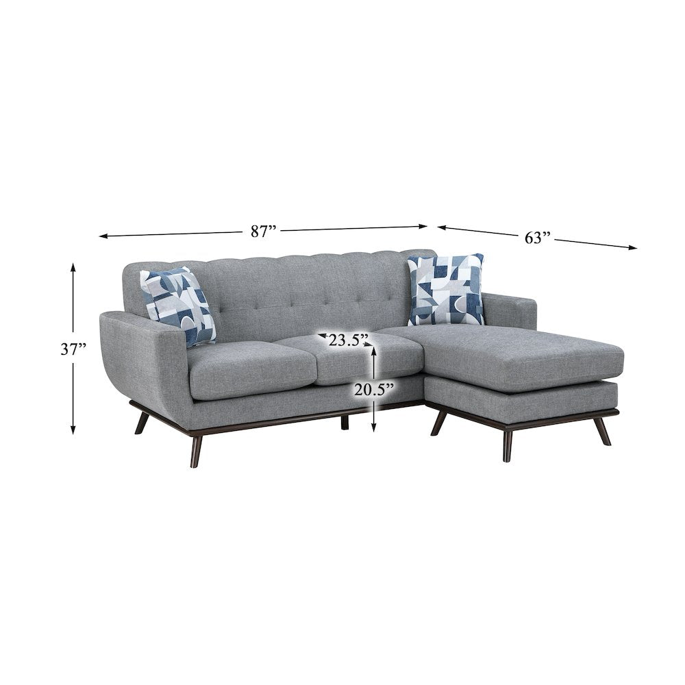 Everton Chenille Reversible Sofa Chaise in Gray