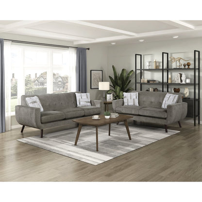 Janne Microfiber Love Seat in Brown