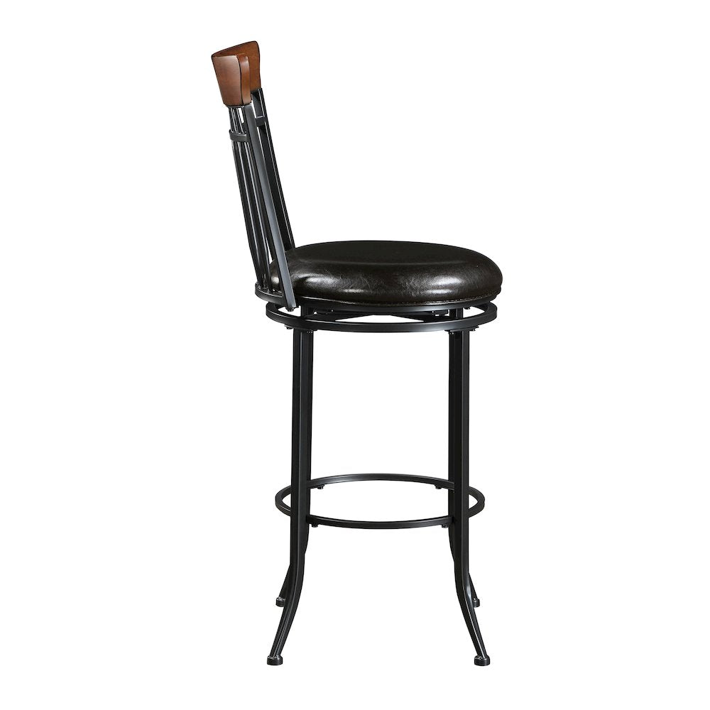 Ira Faux Leather Swivel Pub Height Chair in Brown
