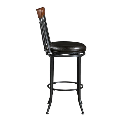 Ira Faux Leather Swivel Pub Height Chair in Brown
