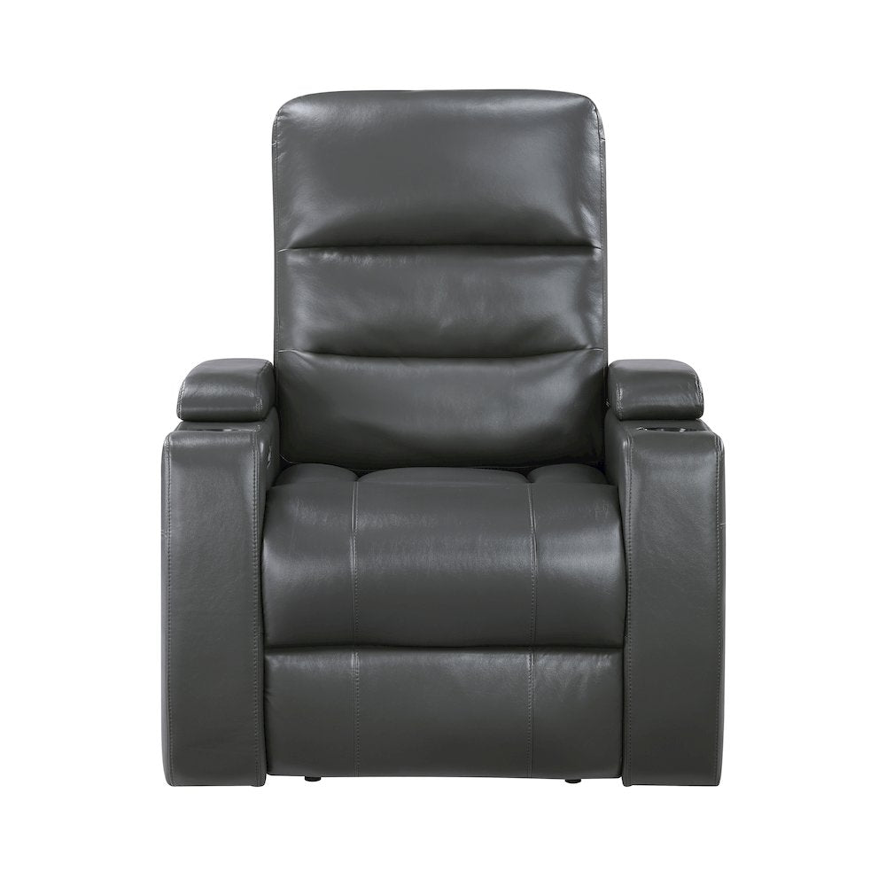 Wallstone Faux Leather Power Reclining Chair with Power Headrest in Gray