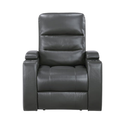 Wallstone Faux Leather Power Reclining Chair with Power Headrest in Gray