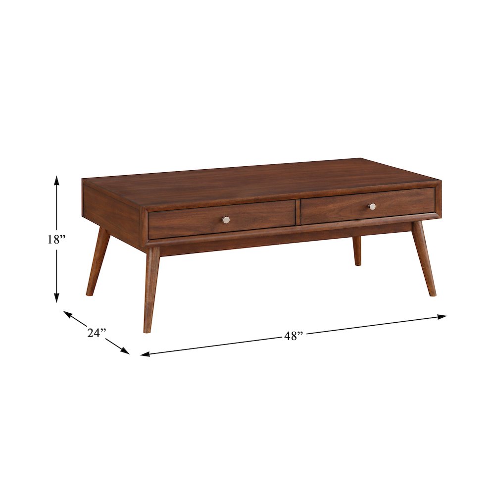 Frolic Rubberwood Cocktail Table with Two Functional Drawers in Brown