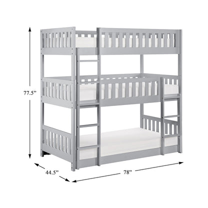 Orion Pine Triple Bunk Bed in Gray