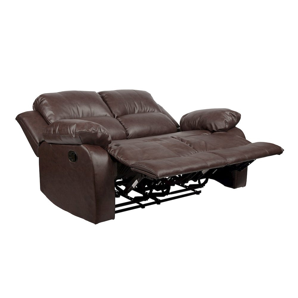 Cranley Faux Leather Double Reclining Loveseat in Black