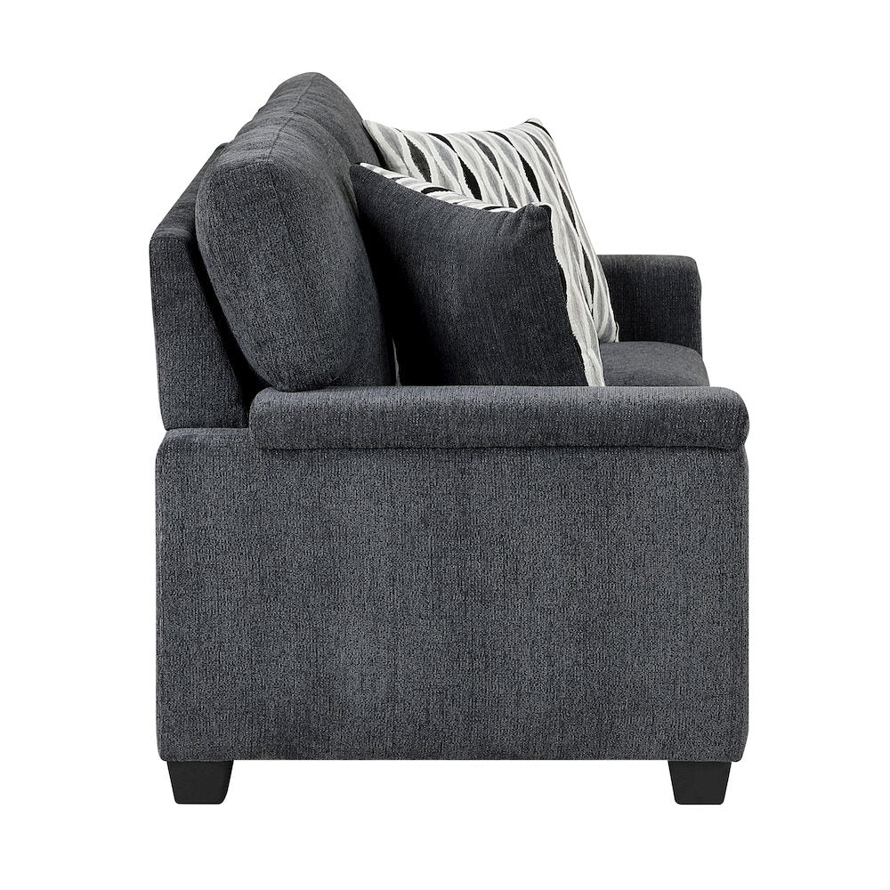 Chelsea Chenille 3pc Set: Sofa, Loveseat, Chair in Dark Gray